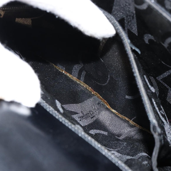 Salvatore Ferragamo Gancini Hand Bag Leather Black Gold Auth 155625