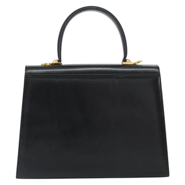 Salvatore Ferragamo Gancini Hand Bag Leather Black Gold Auth 155625 - 0