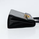 Salvatore Ferragamo Gancini Hand Bag Leather Black Gold Auth 155625-3