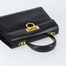 Salvatore Ferragamo Gancini Hand Bag Leather Black Gold Auth 155625-6
