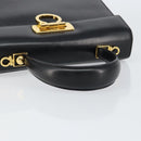 Salvatore Ferragamo Gancini Hand Bag Leather Black Gold Auth 155625-7