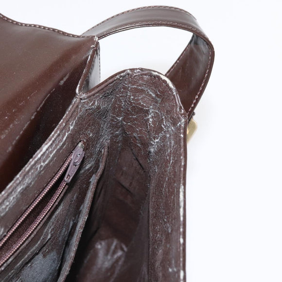 LOEWE Anagram Shoulder Bag Leather Brown Gold Auth 155627