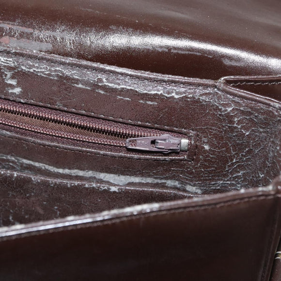 LOEWE Anagram Shoulder Bag Leather Brown Gold Auth 155627