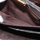 LOEWE Anagram Shoulder Bag Leather Brown Gold Auth 155627-21