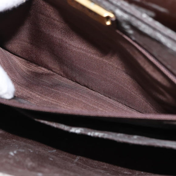 LOEWE Anagram Shoulder Bag Leather Brown Gold Auth 155627