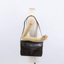 LOEWE Anagram Shoulder Bag Leather Brown Gold Auth 155627-22