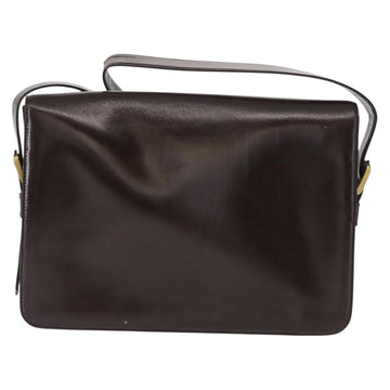 LOEWE Anagram Shoulder Bag Leather Brown Gold Auth 155627 - 0