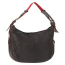 LOEWE Shoulder Bag Leather Brown Silver Auth 155631-1