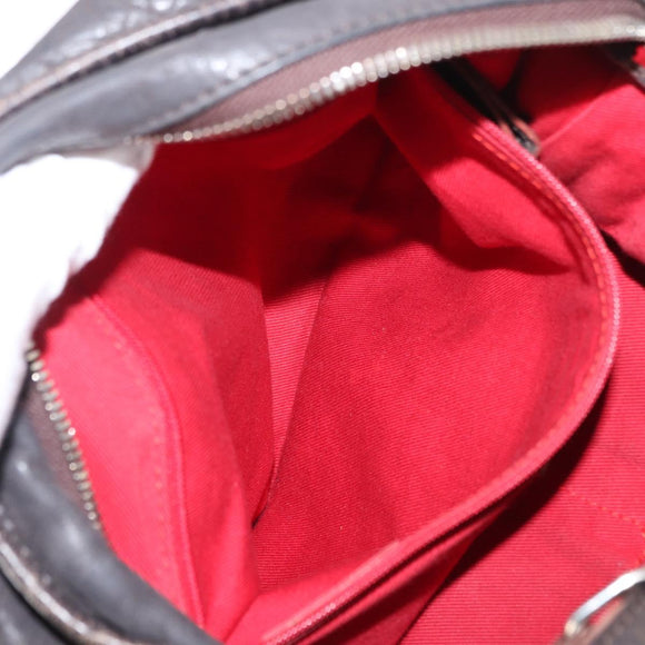 LOEWE Shoulder Bag Leather Brown Silver Auth 155631