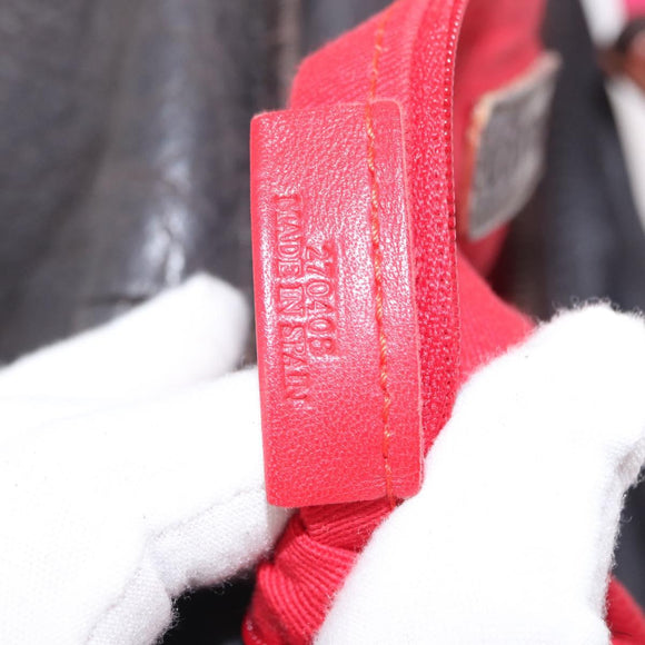 LOEWE Shoulder Bag Leather Brown Silver Auth 155631