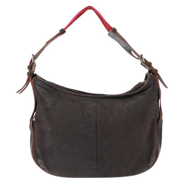 LOEWE Shoulder Bag Leather Brown Silver Auth 155631 - 0