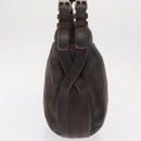 LOEWE Shoulder Bag Leather Brown Silver Auth 155631-3