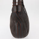 LOEWE Shoulder Bag Leather Brown Silver Auth 155631-4