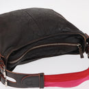 LOEWE Shoulder Bag Leather Brown Silver Auth 155631-6