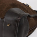 LOEWE Anagram Americana 28 Hand Bag Suede Leather Brown Gold Auth 155632-14