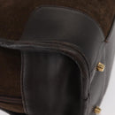 LOEWE Anagram Americana 28 Hand Bag Suede Leather Brown Gold Auth 155632-15