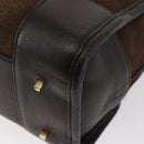 LOEWE Anagram Americana 28 Hand Bag Suede Leather Brown Gold Auth 155632-16