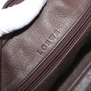 LOEWE Anagram Americana 28 Hand Bag Suede Leather Brown Gold Auth 155632-18