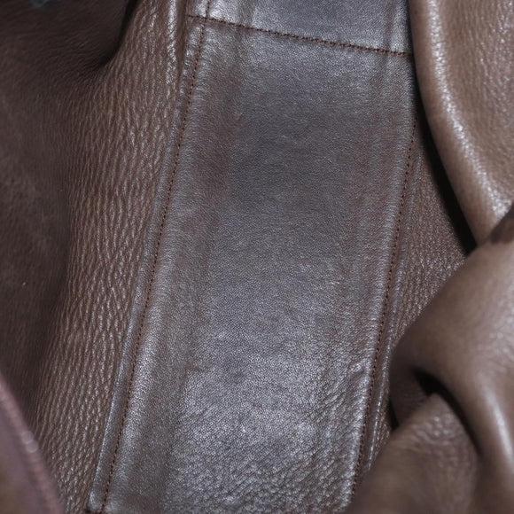 LOEWE Anagram Americana 28 Hand Bag Suede Leather Brown Gold Auth 155632