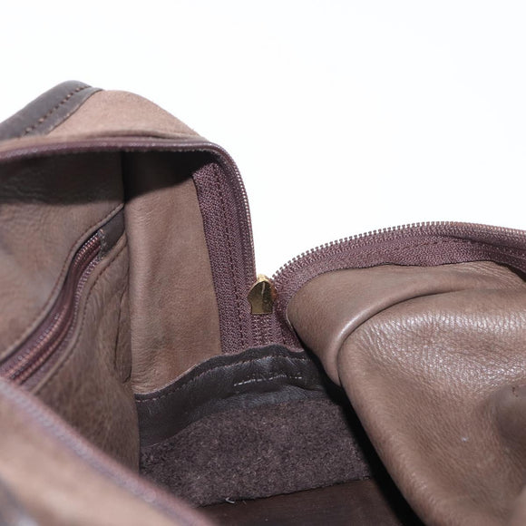 LOEWE Anagram Americana 28 Hand Bag Suede Leather Brown Gold Auth 155632