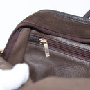 LOEWE Anagram Americana 28 Hand Bag Suede Leather Brown Gold Auth 155632-21