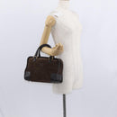LOEWE Anagram Americana 28 Hand Bag Suede Leather Brown Gold Auth 155632-22
