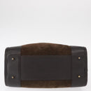 LOEWE Anagram Americana 28 Hand Bag Suede Leather Brown Gold Auth 155632-5