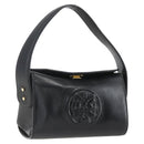 FENDI Hand Bag Leather Black Gold Auth 155633-1