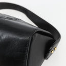 FENDI Hand Bag Leather Black Gold Auth 155633-10