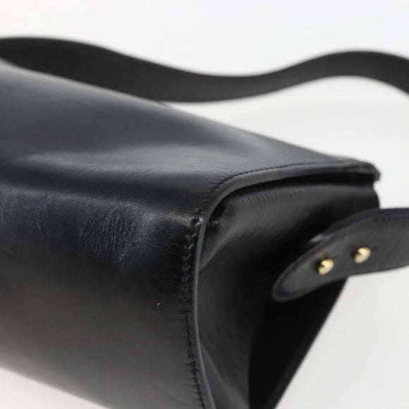 FENDI Hand Bag Leather Black Gold Auth 155633