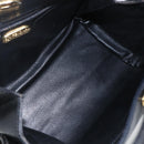 FENDI Hand Bag Leather Black Gold Auth 155633-17