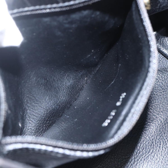 FENDI Hand Bag Leather Black Gold Auth 155633