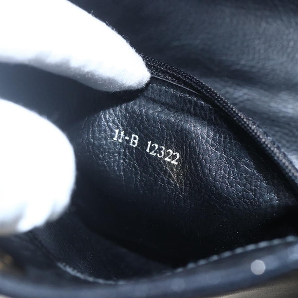 FENDI Hand Bag Leather Black Gold Auth 155633