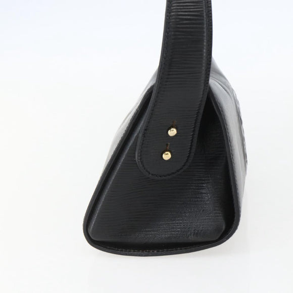 FENDI Hand Bag Leather Black Gold Auth 155633