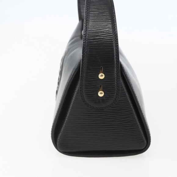 FENDI Hand Bag Leather Black Gold Auth 155633