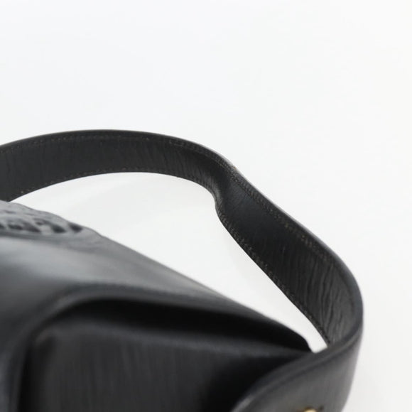 FENDI Hand Bag Leather Black Gold Auth 155633