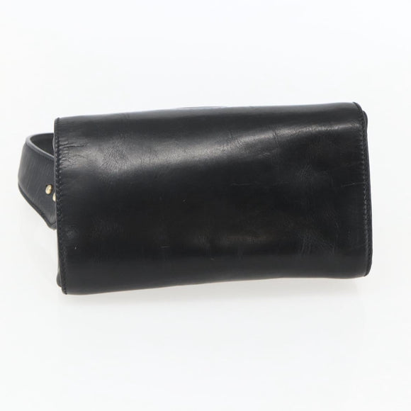 FENDI Hand Bag Leather Black Gold Auth 155633