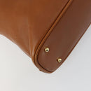 GUCCI Bamboo Hand Bag Leather 2way Brown Gold Auth 155634-15