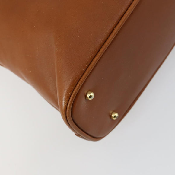 GUCCI Bamboo Hand Bag Leather 2way Brown Gold Auth 155634