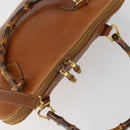 GUCCI Bamboo Hand Bag Leather 2way Brown Gold Auth 155634-6