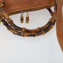 GUCCI Bamboo Hand Bag Leather 2way Brown Gold Auth 155634-9