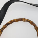 GUCCI Bamboo Shoulder Bag Leather 2way Black Gold 001 1638 2123 Auth 155635-10