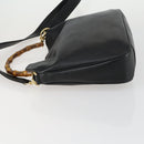 GUCCI Bamboo Shoulder Bag Leather 2way Black Gold 001 1638 2123 Auth 155635-4