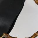 GUCCI Bamboo Shoulder Bag Leather 2way Black Gold 001 1638 2123 Auth 155635-6