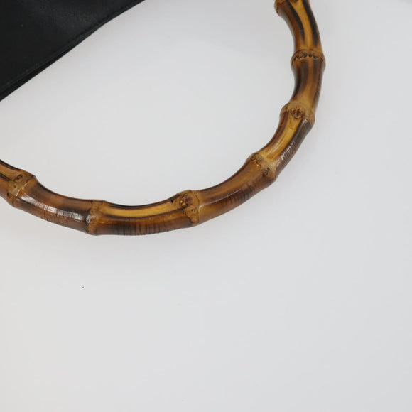 GUCCI Bamboo Shoulder Bag Leather 2way Black Gold 001 1638 2123 Auth 155635