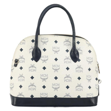 MCM Logogram Vicetos Hand Bag PVC Leather White Gold Auth 155639 - 0