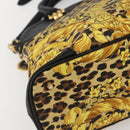 Gianni Versace Hand Bag PVC Leather 2way Yellow Gold Auth 155640-15