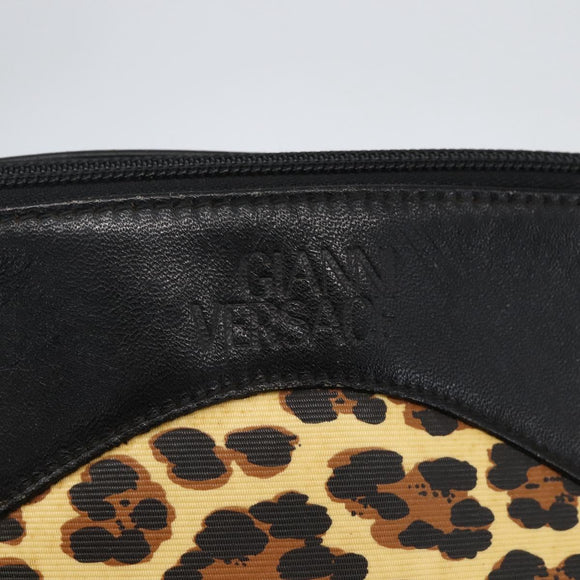 Gianni Versace Hand Bag PVC Leather 2way Yellow Gold Auth 155640