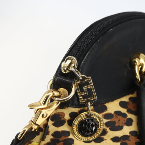 Gianni Versace Hand Bag PVC Leather 2way Yellow Gold Auth 155640