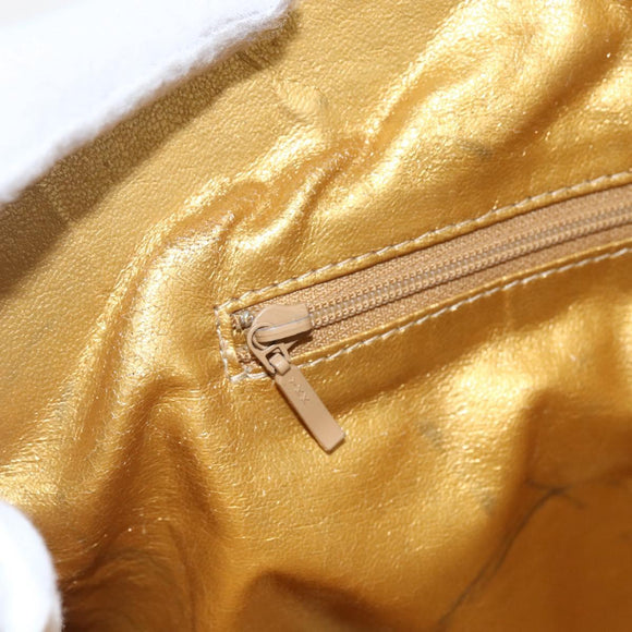 Gianni Versace Hand Bag PVC Leather 2way Yellow Gold Auth 155640